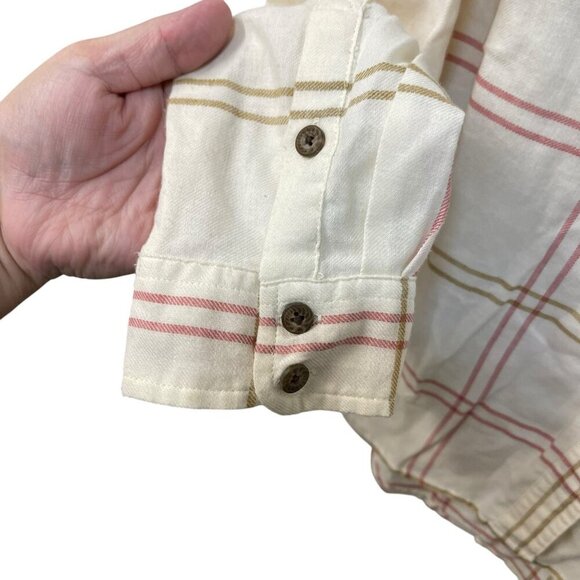 Toad & Co Re-Form Flannel Shirt Long Sleeve Beige Red Brown Women’s Size Medium - Picture 3 of 8